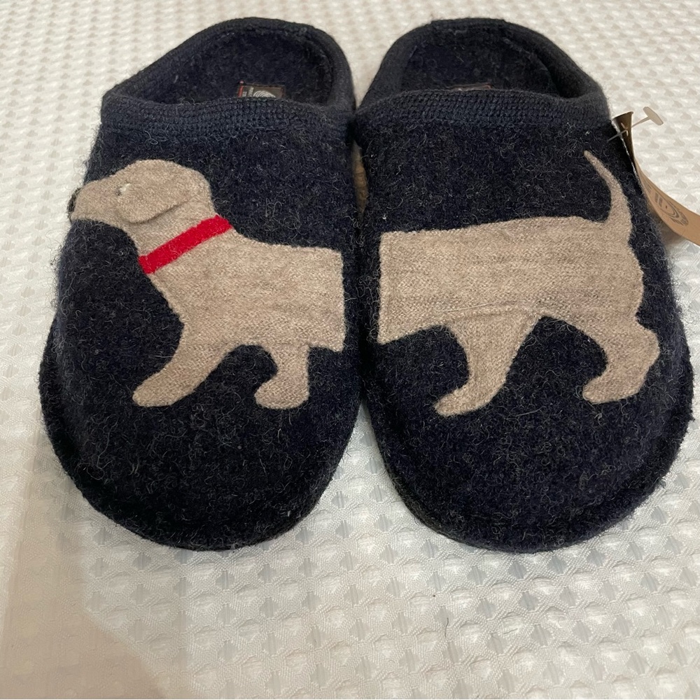 🛍️sold🛍️Haflinger Doggy Slipper Women’s US 6 EU 37 Pure Wool Shoe Dogs Blue - Picture 8 of 8